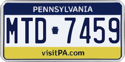 PA license plate MTD7459