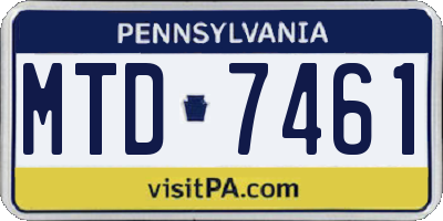 PA license plate MTD7461