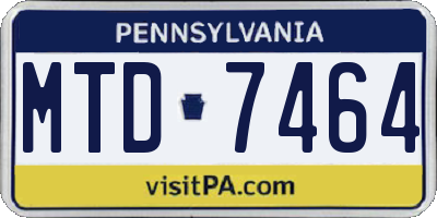 PA license plate MTD7464