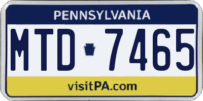 PA license plate MTD7465