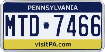 PA license plate MTD7466