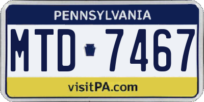 PA license plate MTD7467