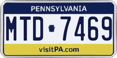 PA license plate MTD7469