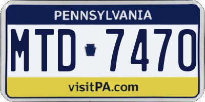 PA license plate MTD7470