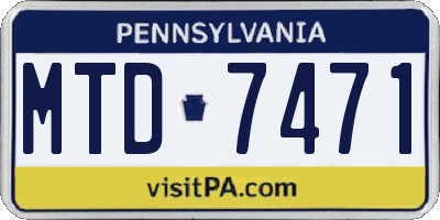 PA license plate MTD7471