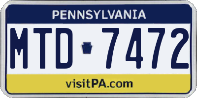 PA license plate MTD7472