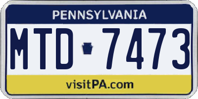 PA license plate MTD7473