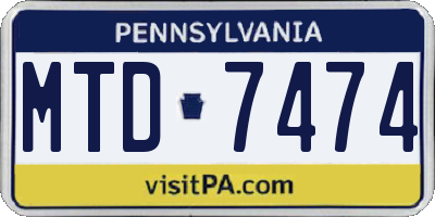 PA license plate MTD7474