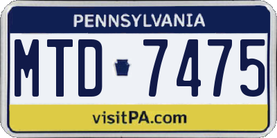 PA license plate MTD7475