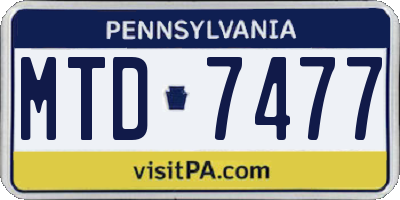 PA license plate MTD7477