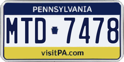 PA license plate MTD7478