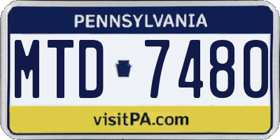 PA license plate MTD7480