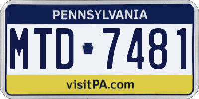 PA license plate MTD7481