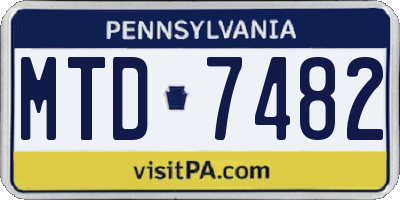 PA license plate MTD7482