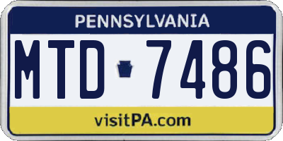PA license plate MTD7486