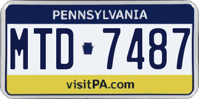 PA license plate MTD7487