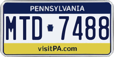 PA license plate MTD7488