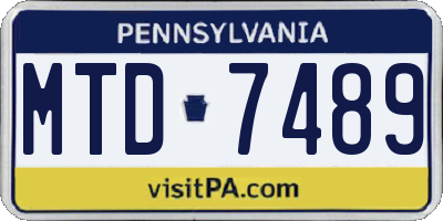 PA license plate MTD7489