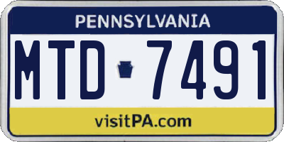 PA license plate MTD7491