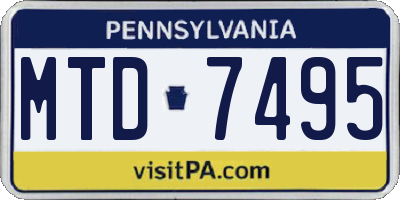 PA license plate MTD7495