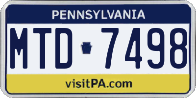 PA license plate MTD7498
