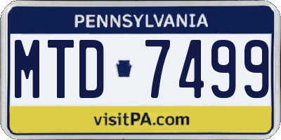 PA license plate MTD7499