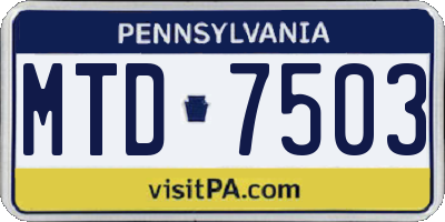 PA license plate MTD7503
