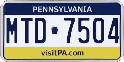 PA license plate MTD7504