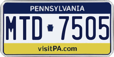 PA license plate MTD7505