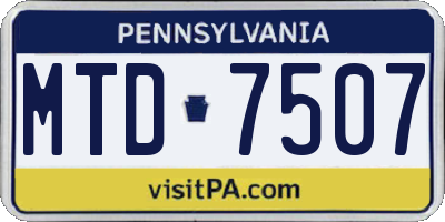 PA license plate MTD7507