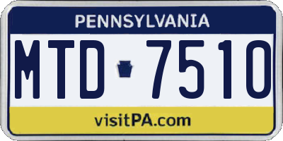 PA license plate MTD7510