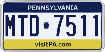 PA license plate MTD7511