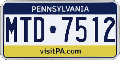 PA license plate MTD7512