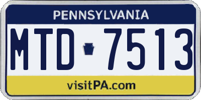 PA license plate MTD7513