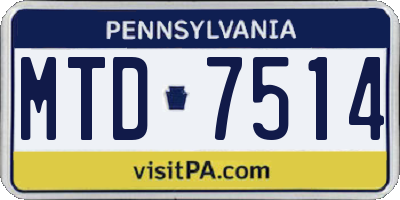 PA license plate MTD7514