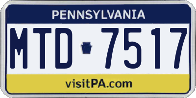 PA license plate MTD7517