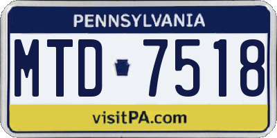PA license plate MTD7518