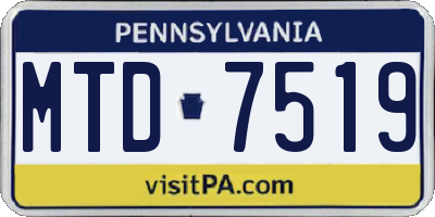 PA license plate MTD7519