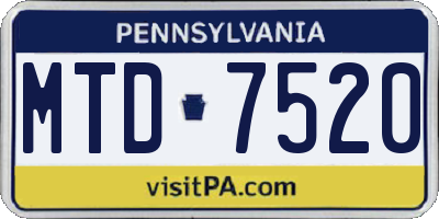 PA license plate MTD7520