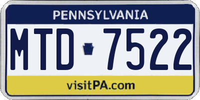 PA license plate MTD7522