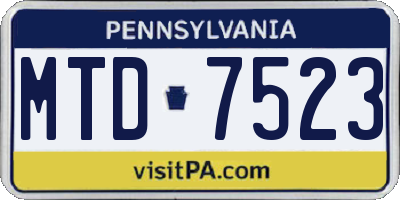 PA license plate MTD7523