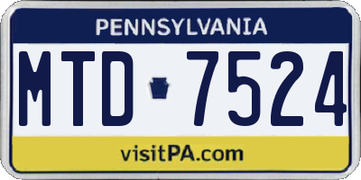 PA license plate MTD7524