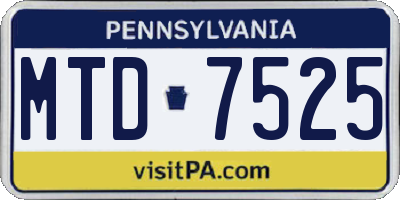 PA license plate MTD7525