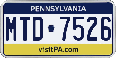 PA license plate MTD7526