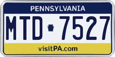 PA license plate MTD7527