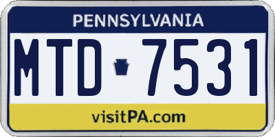 PA license plate MTD7531