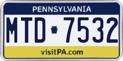 PA license plate MTD7532