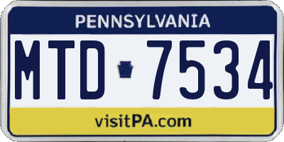 PA license plate MTD7534