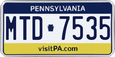 PA license plate MTD7535