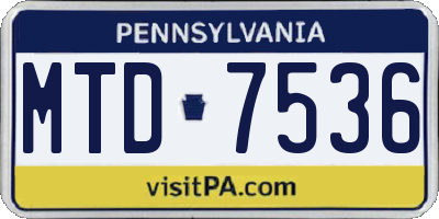 PA license plate MTD7536